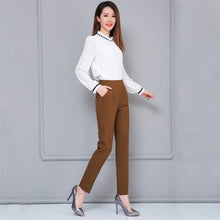 Load image into Gallery viewer, Office Lady Harem Pants Sweet High Waist Slim Elastic Waist Pockets Casual harajuku Trousers pantalon femme  Pants Women F2