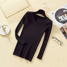 Load image into Gallery viewer, Pullover Knit Sweater Women 2019 Winter Clothes Women Jumper V Neck Soft Rib Knitted Winter Tops Knitwear Pull Femme Sweaters