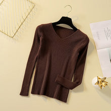 Load image into Gallery viewer, Pullover Knit Sweater Women 2019 Winter Clothes Women Jumper V Neck Soft Rib Knitted Winter Tops Knitwear Pull Femme Sweaters
