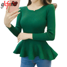 Load image into Gallery viewer, 2019 Autumn Winter Long Sleeve Ruffle Pullover Women Sweater Knitted Sweaters O-Neck Tops Korean Pull Femme Jumper Female Black