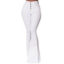 Load image into Gallery viewer, Goocheer White Bell-Bottom Pants Women Button High Waist Flare Pants New Trousers Slim Casual Elegant Work Wear Pantalon Femme