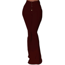 Load image into Gallery viewer, Goocheer White Bell-Bottom Pants Women Button High Waist Flare Pants New Trousers Slim Casual Elegant Work Wear Pantalon Femme