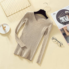 Load image into Gallery viewer, Pullover Knit Sweater Women 2019 Winter Clothes Women Jumper V Neck Soft Rib Knitted Winter Tops Knitwear Pull Femme Sweaters