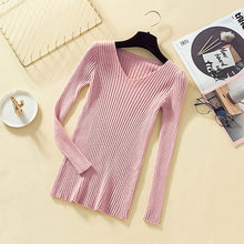Load image into Gallery viewer, Pullover Knit Sweater Women 2019 Winter Clothes Women Jumper V Neck Soft Rib Knitted Winter Tops Knitwear Pull Femme Sweaters