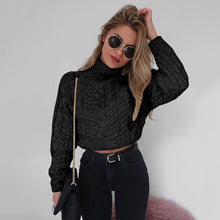 Load image into Gallery viewer, Turtleneck Sweater Twist Crop Knitted Oversized Sweater Women Pullovers Winter Jumper Knitwear Pull Femme solid Casual sweater