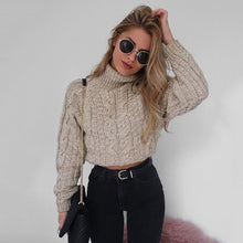 Load image into Gallery viewer, Turtleneck Sweater Twist Crop Knitted Oversized Sweater Women Pullovers Winter Jumper Knitwear Pull Femme solid Casual sweater