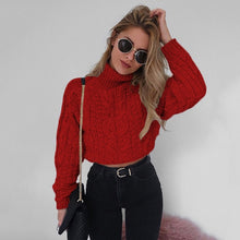 Load image into Gallery viewer, Turtleneck Sweater Twist Crop Knitted Oversized Sweater Women Pullovers Winter Jumper Knitwear Pull Femme solid Casual sweater