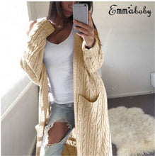 Load image into Gallery viewer, Women Long Cardigan Sweater Top Long Sleeve Loose Knitting Cardigan sweater Women Knitted Female Cardigan pull femme New Arrival