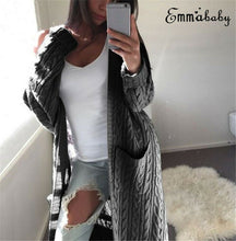 Load image into Gallery viewer, Women Long Cardigan Sweater Top Long Sleeve Loose Knitting Cardigan sweater Women Knitted Female Cardigan pull femme New Arrival