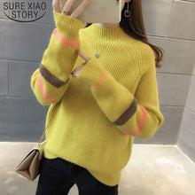 Load image into Gallery viewer, 2019 Yellow Sweater Autumn Knitted Pullover Sweater Women Pull Turtleneck Sweaters  Female Cotton Soft Tops 6572 50