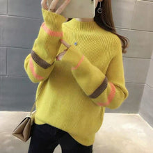 Load image into Gallery viewer, 2019 Yellow Sweater Autumn Knitted Pullover Sweater Women Pull Turtleneck Sweaters  Female Cotton Soft Tops 6572 50