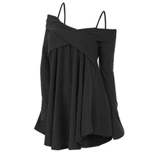Load image into Gallery viewer, Jocoo Jolee Cold Shoulder Crisscross Tunic Sweater Casual Solid Spaghetti Strap Long Sleeve Pullover Jumpers Tops Pull Femme