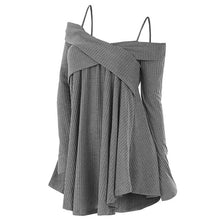 Load image into Gallery viewer, Jocoo Jolee Cold Shoulder Crisscross Tunic Sweater Casual Solid Spaghetti Strap Long Sleeve Pullover Jumpers Tops Pull Femme