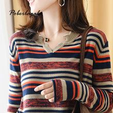 Load image into Gallery viewer, Pull femme Loose stripe fashion Sweaters Women pullovers Autumn Winter 2019 Korean Pullover casual knitted ladies sweater womens jumper