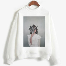 Load image into Gallery viewer, Fashion Long Sleeve Streetwear Womens Clothes Tops Harajuku Aesthetics Hoodies Sexy Flowers Feather Print Long Sleeve Sweatshirt