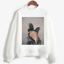 Load image into Gallery viewer, Fashion Long Sleeve Streetwear Womens Clothes Tops Harajuku Aesthetics Hoodies Sexy Flowers Feather Print Long Sleeve Sweatshirt