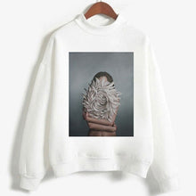 Load image into Gallery viewer, Fashion Long Sleeve Streetwear Womens Clothes Tops Harajuku Aesthetics Hoodies Sexy Flowers Feather Print Long Sleeve Sweatshirt
