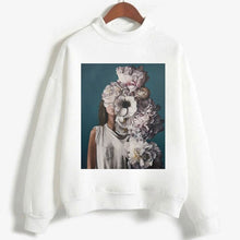 Load image into Gallery viewer, Fashion Long Sleeve Streetwear Womens Clothes Tops Harajuku Aesthetics Hoodies Sexy Flowers Feather Print Long Sleeve Sweatshirt