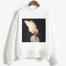 Load image into Gallery viewer, Fashion Long Sleeve Streetwear Womens Clothes Tops Harajuku Aesthetics Hoodies Sexy Flowers Feather Print Long Sleeve Sweatshirt