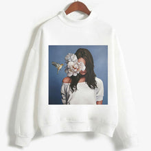 Load image into Gallery viewer, Fashion Long Sleeve Streetwear Womens Clothes Tops Harajuku Aesthetics Hoodies Sexy Flowers Feather Print Long Sleeve Sweatshirt