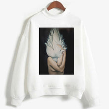 Load image into Gallery viewer, Fashion Long Sleeve Streetwear Womens Clothes Tops Harajuku Aesthetics Hoodies Sexy Flowers Feather Print Long Sleeve Sweatshirt