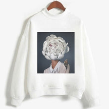 Load image into Gallery viewer, Fashion Long Sleeve Streetwear Womens Clothes Tops Harajuku Aesthetics Hoodies Sexy Flowers Feather Print Long Sleeve Sweatshirt