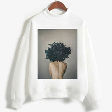 Load image into Gallery viewer, Fashion Long Sleeve Streetwear Womens Clothes Tops Harajuku Aesthetics Hoodies Sexy Flowers Feather Print Long Sleeve Sweatshirt