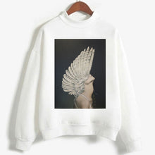 Load image into Gallery viewer, Fashion Long Sleeve Streetwear Womens Clothes Tops Harajuku Aesthetics Hoodies Sexy Flowers Feather Print Long Sleeve Sweatshirt