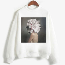 Load image into Gallery viewer, Fashion Long Sleeve Streetwear Womens Clothes Tops Harajuku Aesthetics Hoodies Sexy Flowers Feather Print Long Sleeve Sweatshirt