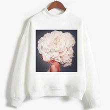 Load image into Gallery viewer, Fashion Long Sleeve Streetwear Womens Clothes Tops Harajuku Aesthetics Hoodies Sexy Flowers Feather Print Long Sleeve Sweatshirt