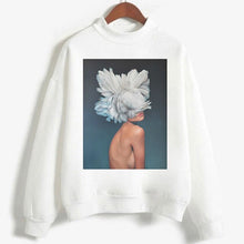 Load image into Gallery viewer, Fashion Long Sleeve Streetwear Womens Clothes Tops Harajuku Aesthetics Hoodies Sexy Flowers Feather Print Long Sleeve Sweatshirt