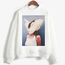 Load image into Gallery viewer, Fashion Long Sleeve Streetwear Womens Clothes Tops Harajuku Aesthetics Hoodies Sexy Flowers Feather Print Long Sleeve Sweatshirt