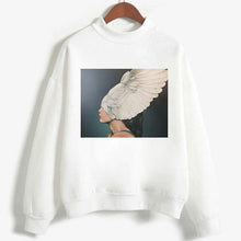 Load image into Gallery viewer, Fashion Long Sleeve Streetwear Womens Clothes Tops Harajuku Aesthetics Hoodies Sexy Flowers Feather Print Long Sleeve Sweatshirt