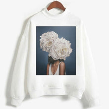 Load image into Gallery viewer, Fashion Long Sleeve Streetwear Womens Clothes Tops Harajuku Aesthetics Hoodies Sexy Flowers Feather Print Long Sleeve Sweatshirt
