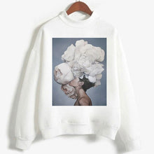 Load image into Gallery viewer, Fashion Long Sleeve Streetwear Womens Clothes Tops Harajuku Aesthetics Hoodies Sexy Flowers Feather Print Long Sleeve Sweatshirt