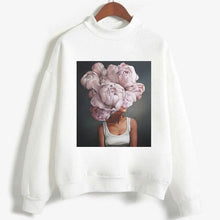 Load image into Gallery viewer, Fashion Long Sleeve Streetwear Womens Clothes Tops Harajuku Aesthetics Hoodies Sexy Flowers Feather Print Long Sleeve Sweatshirt