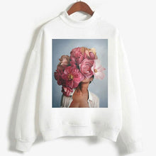 Load image into Gallery viewer, Fashion Long Sleeve Streetwear Womens Clothes Tops Harajuku Aesthetics Hoodies Sexy Flowers Feather Print Long Sleeve Sweatshirt