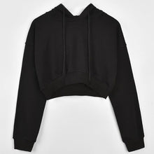 Load image into Gallery viewer, Womens Hooded Hoodies Crop Top Autumn Long Sleeve Casual Loose Pullovers Streetwear Short Punk Sweatshirt Sweat Femme Capuche