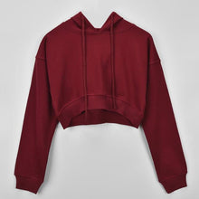Load image into Gallery viewer, Womens Hooded Hoodies Crop Top Autumn Long Sleeve Casual Loose Pullovers Streetwear Short Punk Sweatshirt Sweat Femme Capuche