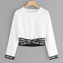 Load image into Gallery viewer, Autumn Women Crop Hoodie Letters Printing Long Sleeve Sweatshirt Short Pullover Tops Streetwear Women Sweat A Capuche Femme 2019