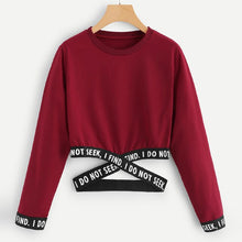 Load image into Gallery viewer, Autumn Women Crop Hoodie Letters Printing Long Sleeve Sweatshirt Short Pullover Tops Streetwear Women Sweat A Capuche Femme 2019