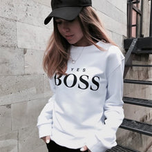Load image into Gallery viewer, 2019 Autumn Winter Clothes Sweatshirt Women YES BOSS Letter Sweat Femme Capuche Bluza Damska Bluzy Damskie Busos Para Mujer