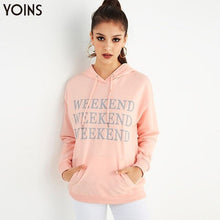 Load image into Gallery viewer, YOINS 2019 Autumn Winter Women Hoodies And Sweatshirts Cotton Letter Drawstring Pockets Casual Pullover Pink sweat a capuche