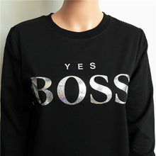 Load image into Gallery viewer, 2019 Autumn Winter Clothes Sweatshirt Women YES BOSS Letter Sweat Femme Capuche Bluza Damska Bluzy Damskie Busos Para Mujer