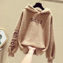 Load image into Gallery viewer, Teddy Coat Imitation Wool Sweatshirt Women 20199 Autumn &amp; Winter Loose Hooded Pullover Women Jacket Sweat Capuche Plus Big Size