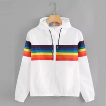 Load image into Gallery viewer, La sueur femme à capuche streetwear sweat pour femmes À Manches Longues Arc-En-Patchwork O Cou Casual Blouse À Capuche