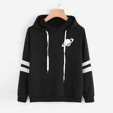 Load image into Gallery viewer, Vestes à capuche femmes sweat décontracté Planet imprimer rayé à manches longues à capuche chemise Blouse Jumper hauts pour femm