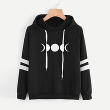 Load image into Gallery viewer, Vestes à capuche femmes sweat décontracté Planet imprimer rayé à manches longues à capuche chemise Blouse Jumper hauts pour femm