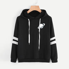Load image into Gallery viewer, Vestes à capuche femmes sweat décontracté Planet imprimer rayé à manches longues à capuche chemise Blouse Jumper hauts pour femm