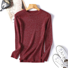 Load image into Gallery viewer, Shiny Lurex Autumn Winter Sweater Women Long Sleeve Pullover Women Tops Basic Womens Sweaters 2018 Winter Christmas Sweater Pull